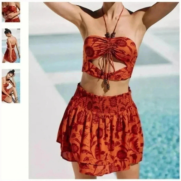 Beaded Skirt Top Boho Beach Hipster Farmhouse Ocean Hip Hippie Art Chic Set - Picture 1 of 6